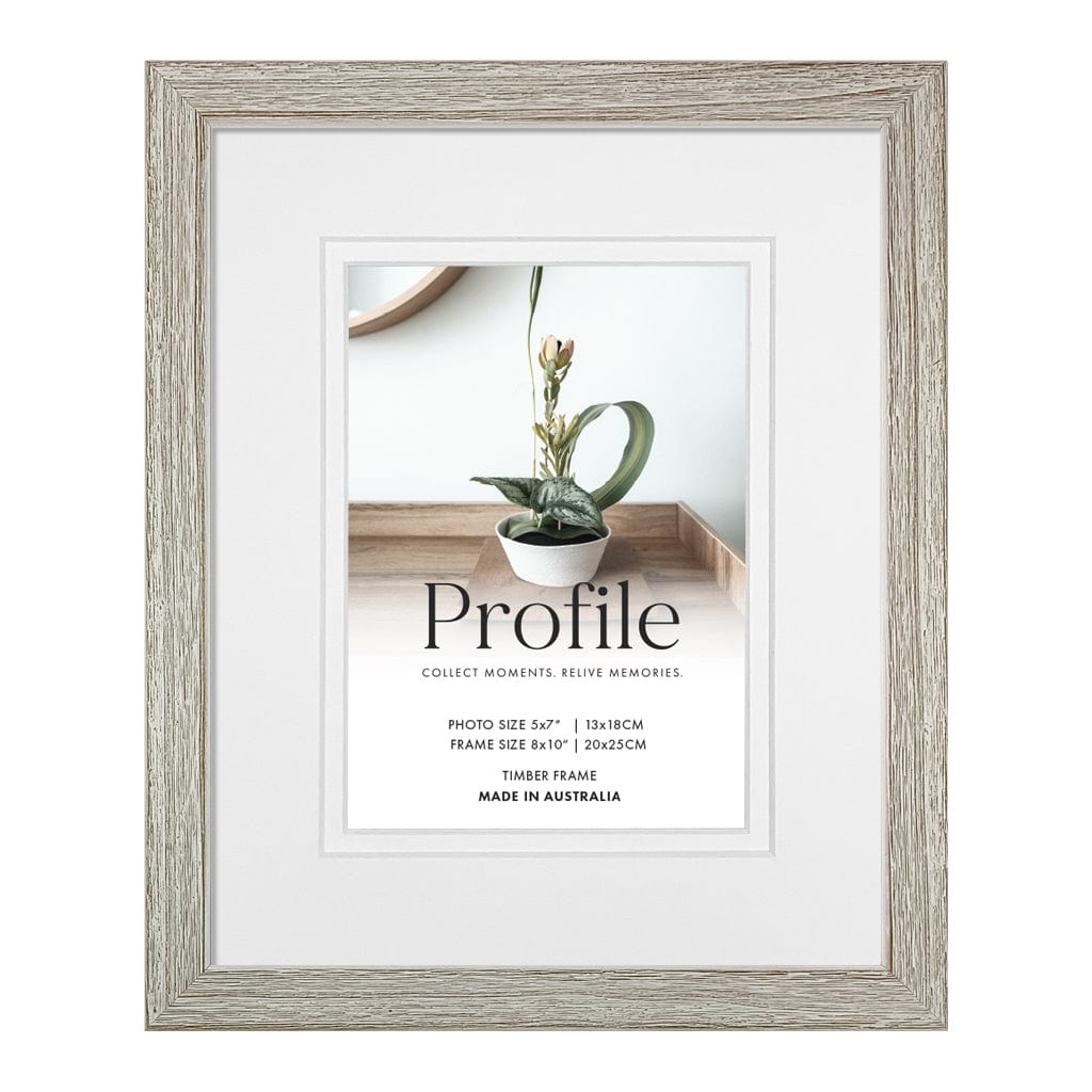 Woodgrain Deluxe Taupe Timber Photo Frame 8x10in (20.3x25.4cm) to suit 5x7in (12.7x17.8cm) image from our Australian Made Picture Frames collection by Profile Products (Australia) Pty Ltd