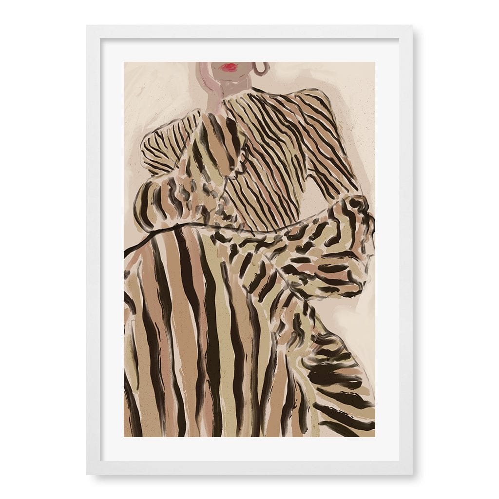 Zebra Elegance Modern Wall Art Print by Treechild A4 (21 x 29.7cm) / Matte White Frame / White Border from our Australian Made Framed Wall Art, Prints &amp; Posters collection by Profile Australia