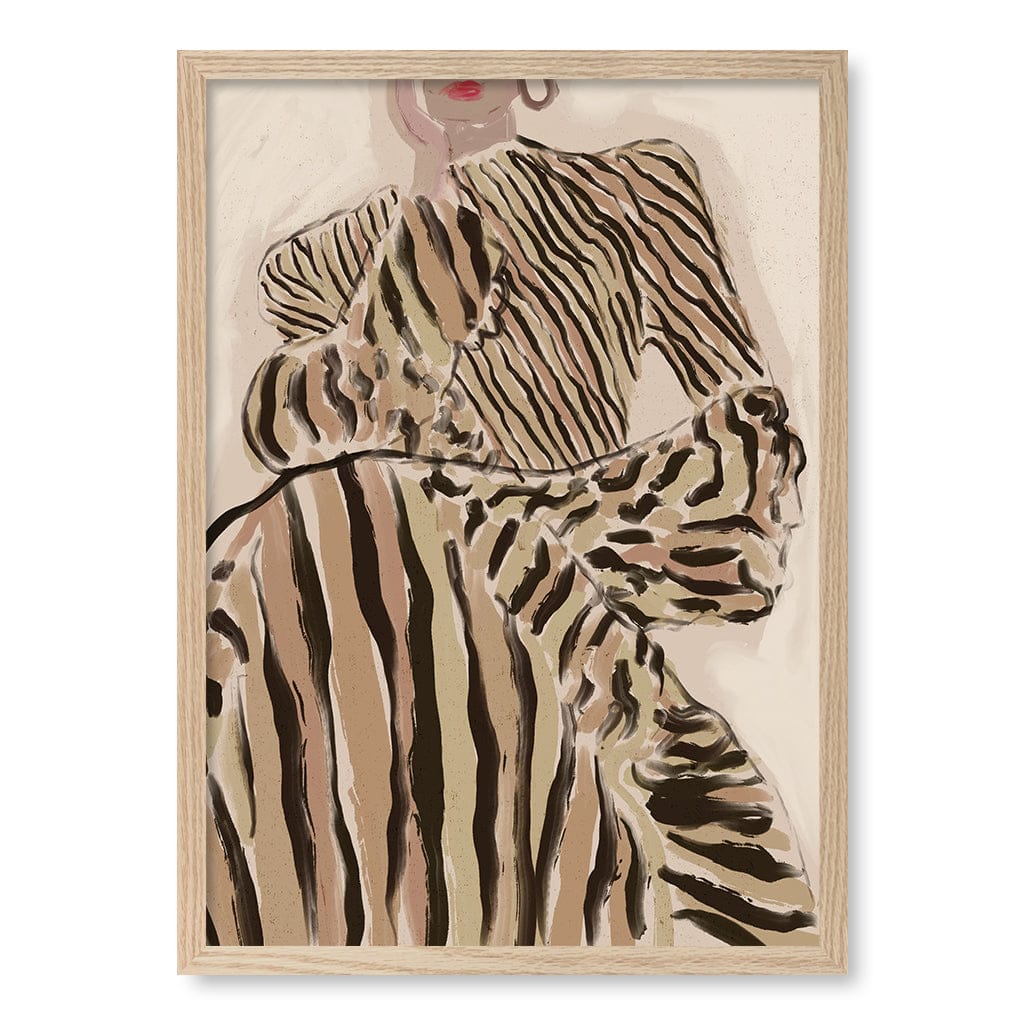 Zebra Elegance Modern Wall Art Print by Treechild A4 (21 x 29.7cm) / Natural Oak Frame / No Border from our Australian Made Framed Wall Art, Prints &amp; Posters collection by Profile Australia