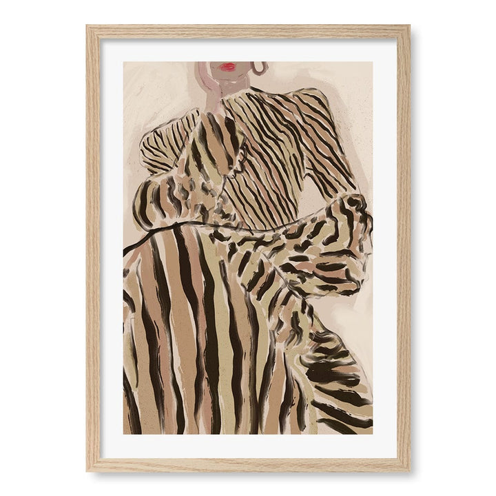 Zebra Elegance Modern Wall Art Print by Treechild A4 (21 x 29.7cm) / Natural Oak Frame / White Border from our Australian Made Framed Wall Art, Prints & Posters collection by Profile Australia