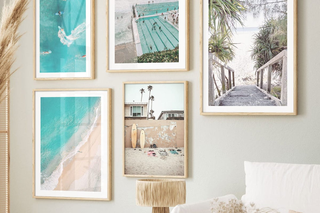 Decorator wall art prints framed on wall display