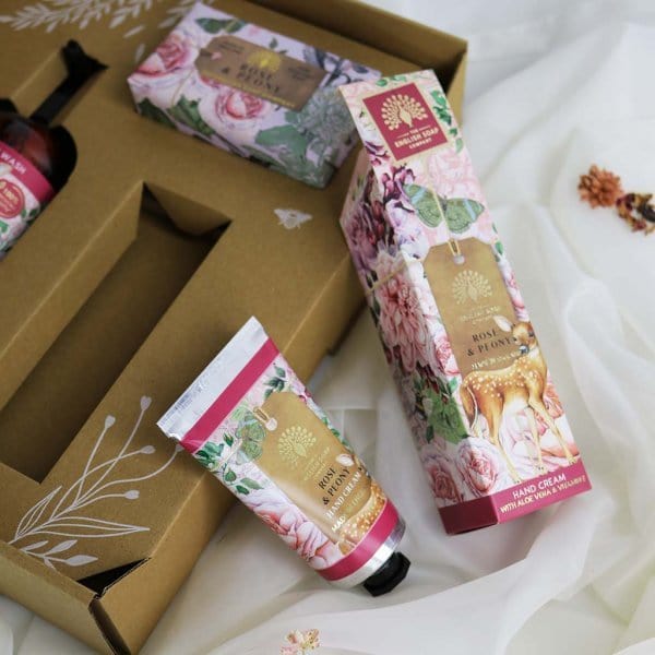 Anniversary Rose and Peony Hand and Body Gift Box from our Luxury Bar Soap collection by The English Soap Company