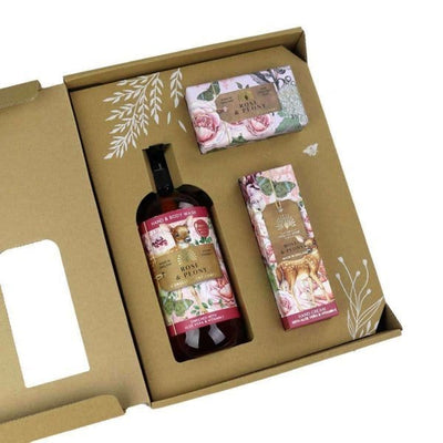 Anniversary Rose and Peony Hand and Body Gift Box from our Luxury Bar Soap collection by The English Soap Company
