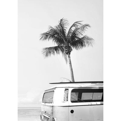 Beach Palm Kombi 1 B&W Wall Art Print from our Australian Made Framed Wall Art, Prints & Posters collection by Profile Products Australia