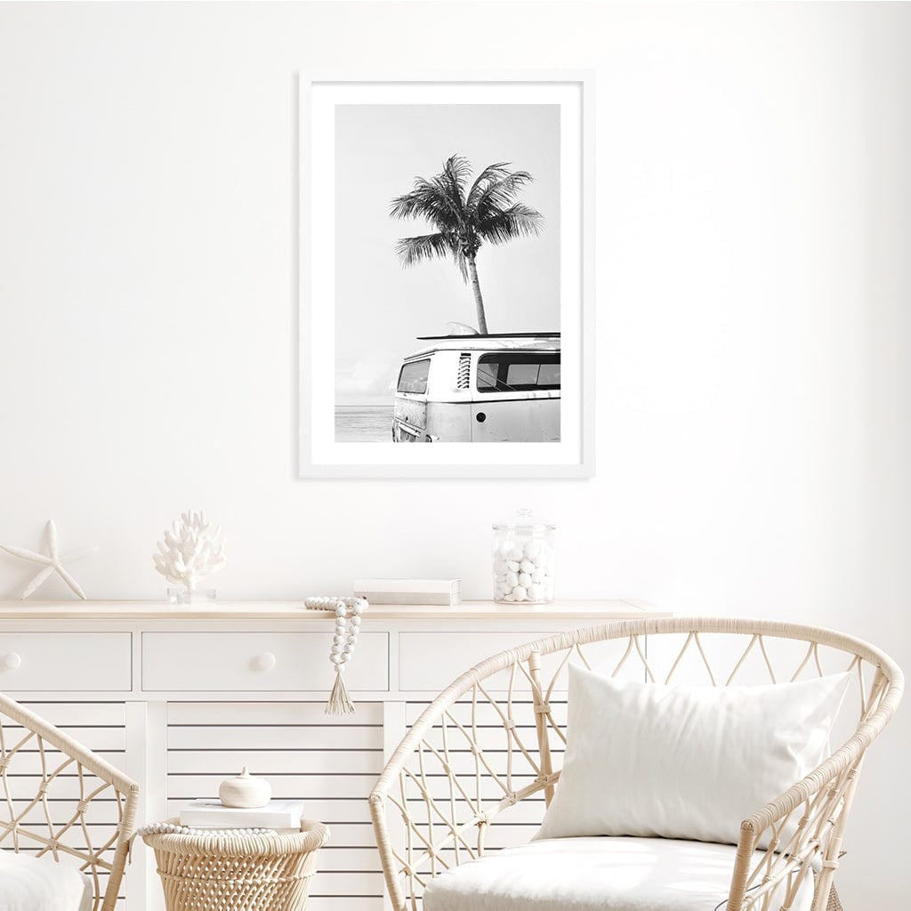 Beach Palm Kombi 1 B&W Wall Art Print from our Australian Made Framed Wall Art, Prints & Posters collection by Profile Products Australia