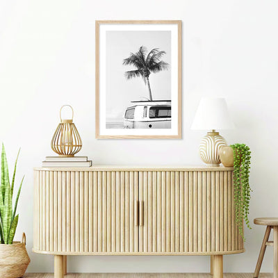 Beach Palm Kombi 1 B&W Wall Art Print from our Australian Made Framed Wall Art, Prints & Posters collection by Profile Products Australia