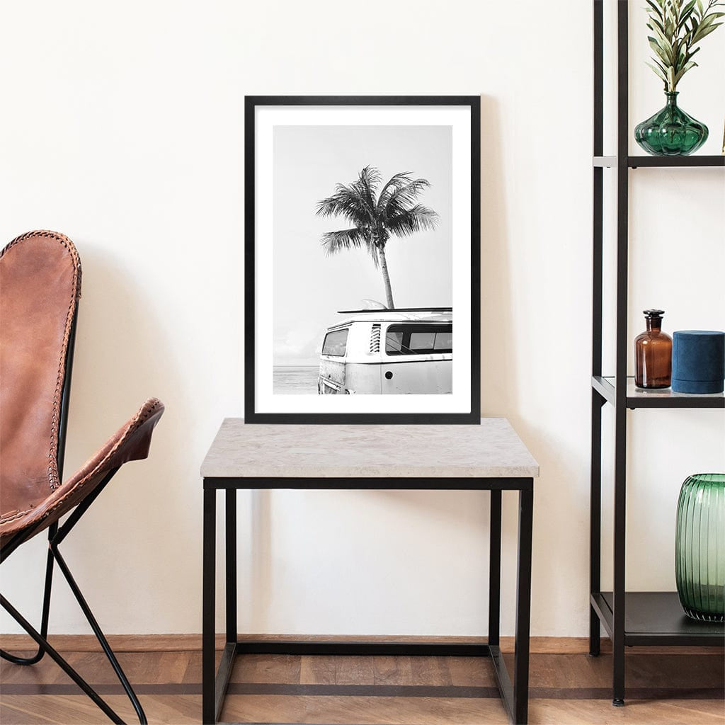 Beach Palm Kombi 1 B&W Wall Art Print from our Australian Made Framed Wall Art, Prints & Posters collection by Profile Products Australia