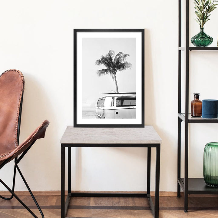 Beach Palm Kombi 1 B&W Wall Art Print from our Australian Made Framed Wall Art, Prints & Posters collection by Profile Products Australia