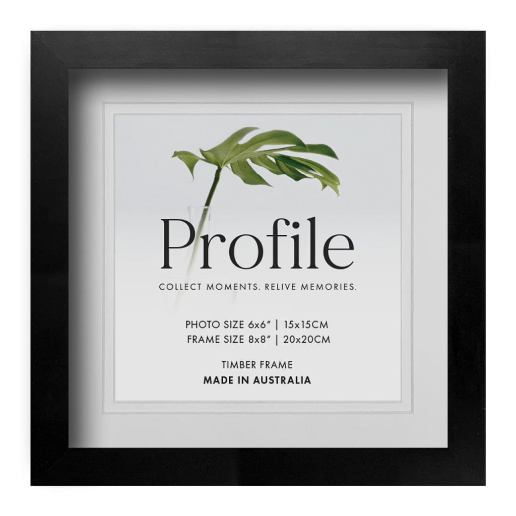 Brighton Black Shadow Box Timber Photo Frame 8x8in (20x20cm) to suit 6x6in (15x15cm) image from our Australian Made Shadow Box Frames collection by Profile Products Australia