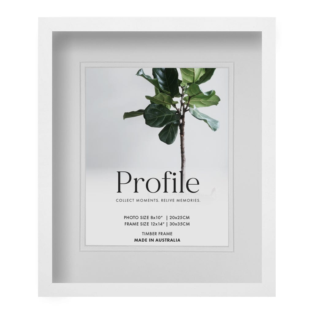 Brighton White Shadow Box Timber Photo Frame 12x14in (30x35cm) to suit 8x10in(20x25cm) image from our Australian Made Shadow Box Frames collection by Profile Products Australia