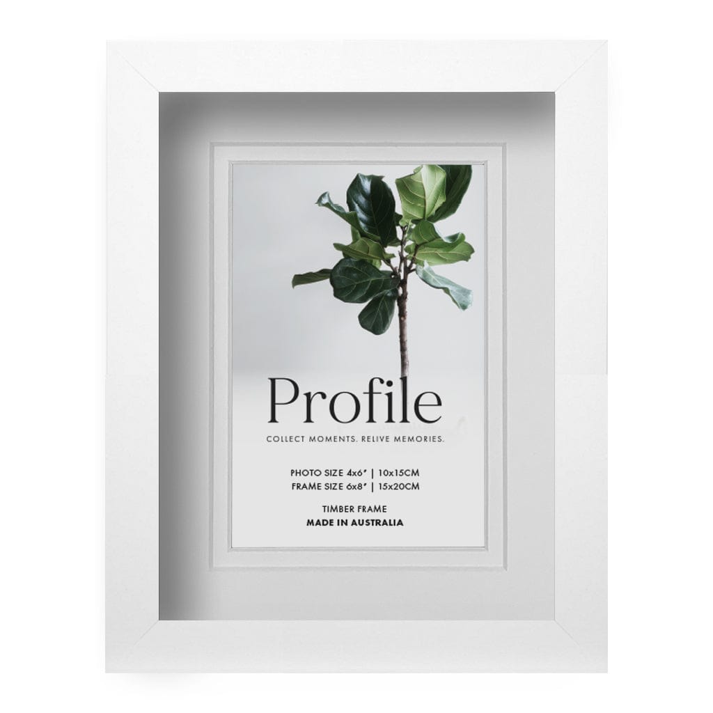 Brighton White Shadow Box Timber Photo Frame 6x8in (15x20cm) to suit 4x6in (10x15cm) image from our Australian Made Shadow Box Frames collection by Profile Products Australia