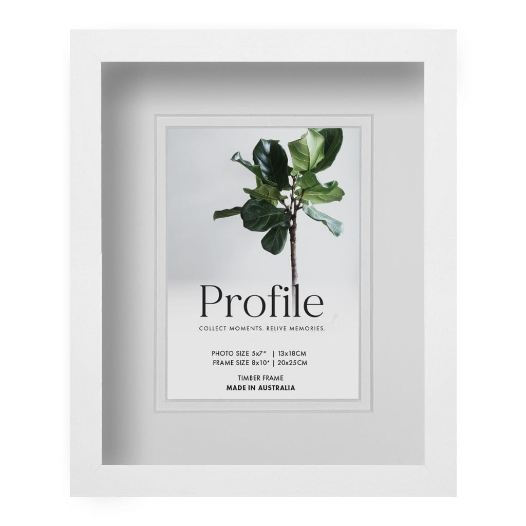 Brighton White Shadow Box Timber Photo Frame 8x10in (20x25cm) to suit 5x7in (13x18cm) image from our Australian Made Shadow Box Frames collection by Profile Products Australia