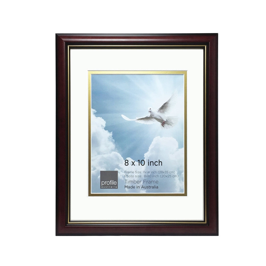 Burgundy Gold Memorial Frame 11x14in (28x35cm) to suit 8x10in (20x25cm) image from our Australian Made Gift Occasion Picture Frames collection by Profile Products Australia