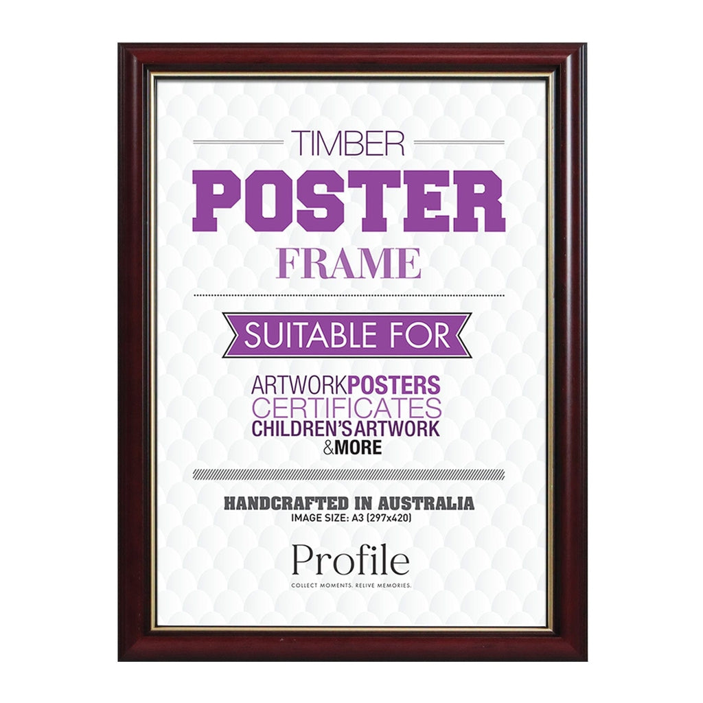 Burgundy Gold Timber A3 Picture Frame from our Australian Made A3 Picture Frames collection by Profile Products Australia