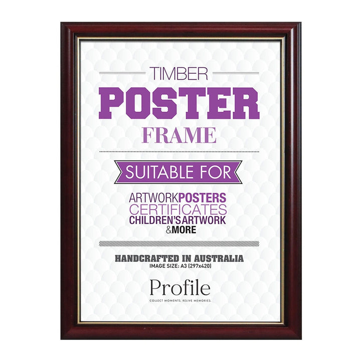 Burgundy Gold Timber A3 Picture Frame from our Australian Made A3 Picture Frames collection by Profile Products Australia