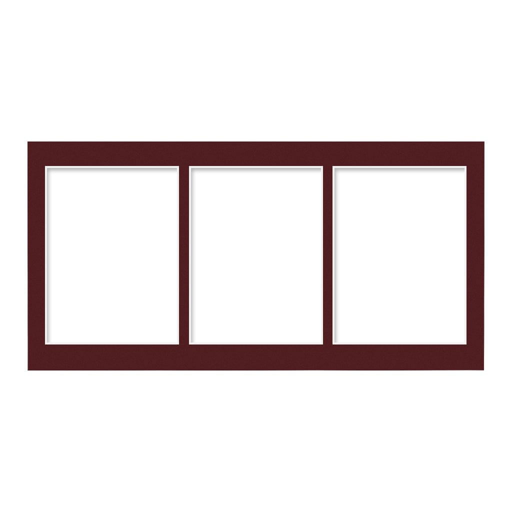 Burgundy Maroon Mat Board 10x20in (25x50cm) to suit three 6x8in (15x20cm) images from our Custom Cut Mat Boards collection by Profile Products Australia