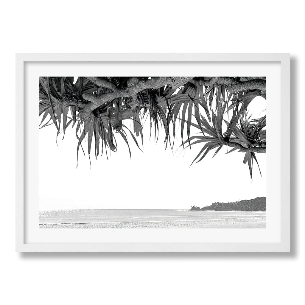 Byron Beach View B&W Wall Art Print from our Australian Made Framed Wall Art, Prints & Posters collection by Profile Products Australia