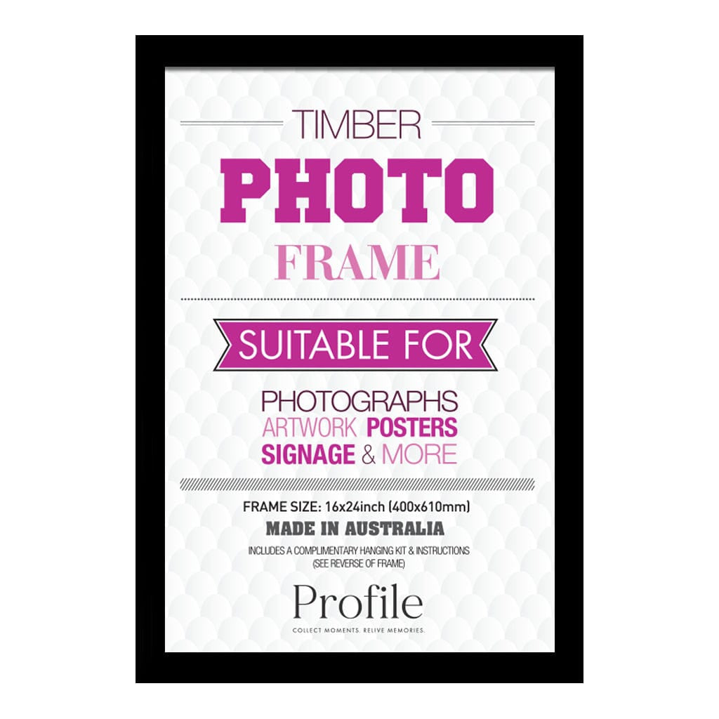 Classic Black Poster Picture Frame 16x24in (40x56cm) Unmatted from our Australian Made Picture Frames collection by Profile Products Australia