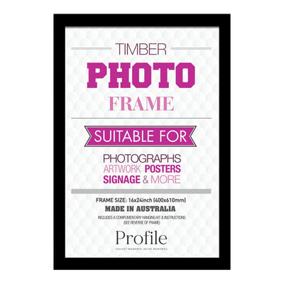 Classic Black Poster Picture Frame 16x24in (40x56cm) Unmatted from our Australian Made Picture Frames collection by Profile Products Australia