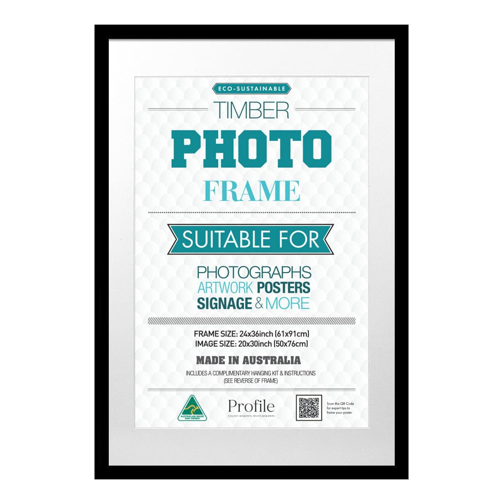Classic Black Poster Picture Frame 24x36in (61x91cm) to suit 20x30in image from our Australian Made Picture Frames collection by Profile Products Australia