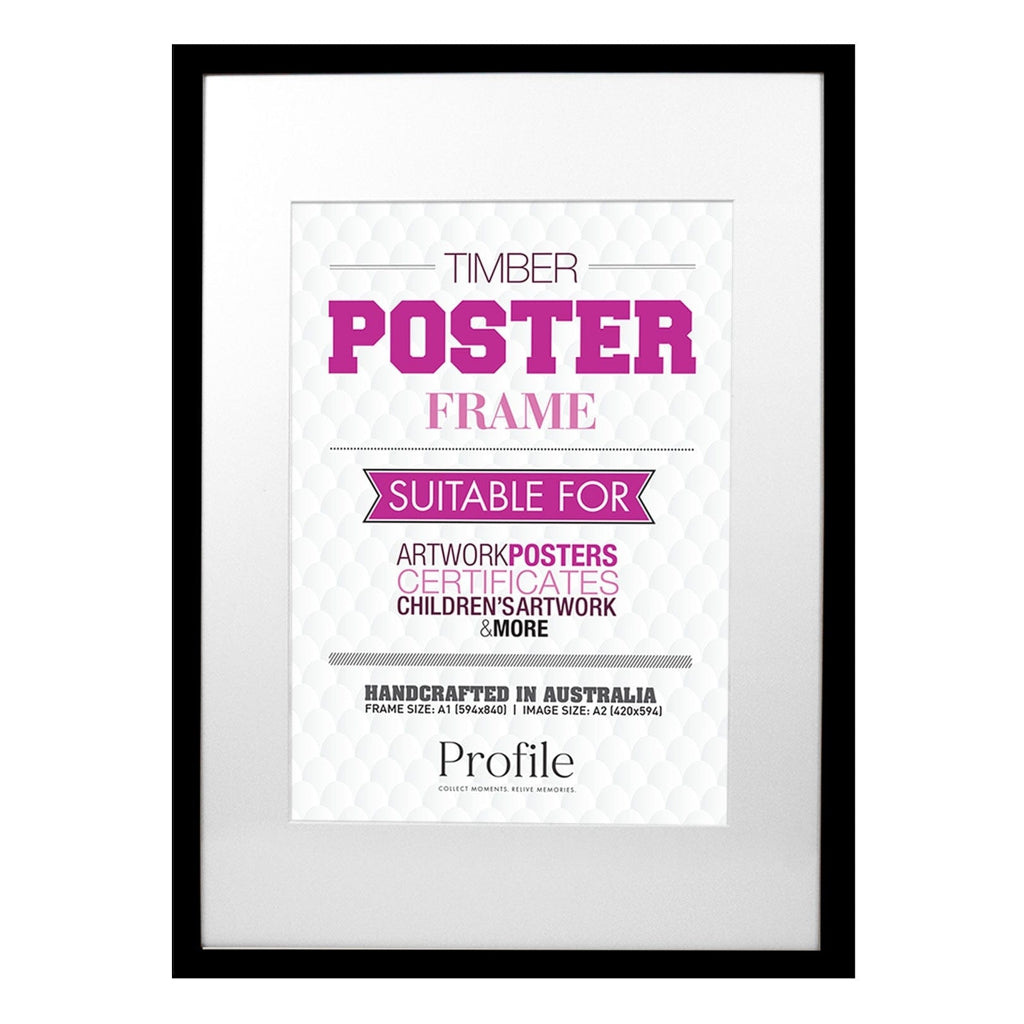 Classic Black Poster Picture Frame A1 (59x84cm) to suit A2 (42x59cm) image from our Australian Made Picture Frames collection by Profile Products Australia