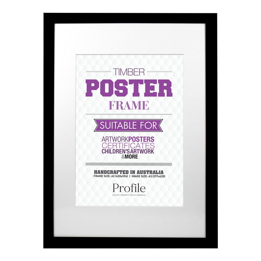 Classic Black Poster Picture Frame A2 (42x59cm) to suit A3 (30x42cm) image from our Australian Made Picture Frames collection by Profile Products Australia