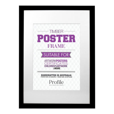 Classic Black Poster Picture Frame A2 (42x59cm) to suit A3 (30x42cm) image from our Australian Made Picture Frames collection by Profile Products Australia