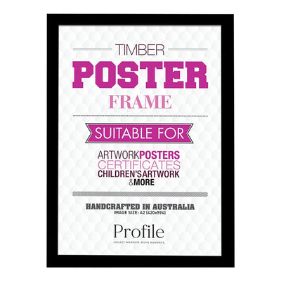 Classic Black Poster Picture Frame A2 (42x59cm) Unmatted from our Australian Made Picture Frames collection by Profile Products Australia
