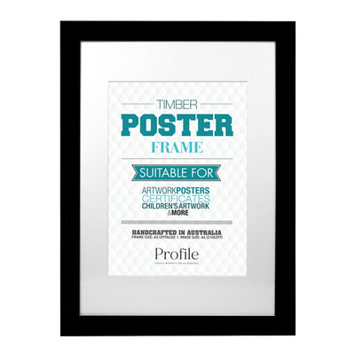 Classic Black Poster Picture Frame A3 (30x42cm) to suit A4 (21x30cm) image from our Australian Made Picture Frames collection by Profile Products Australia