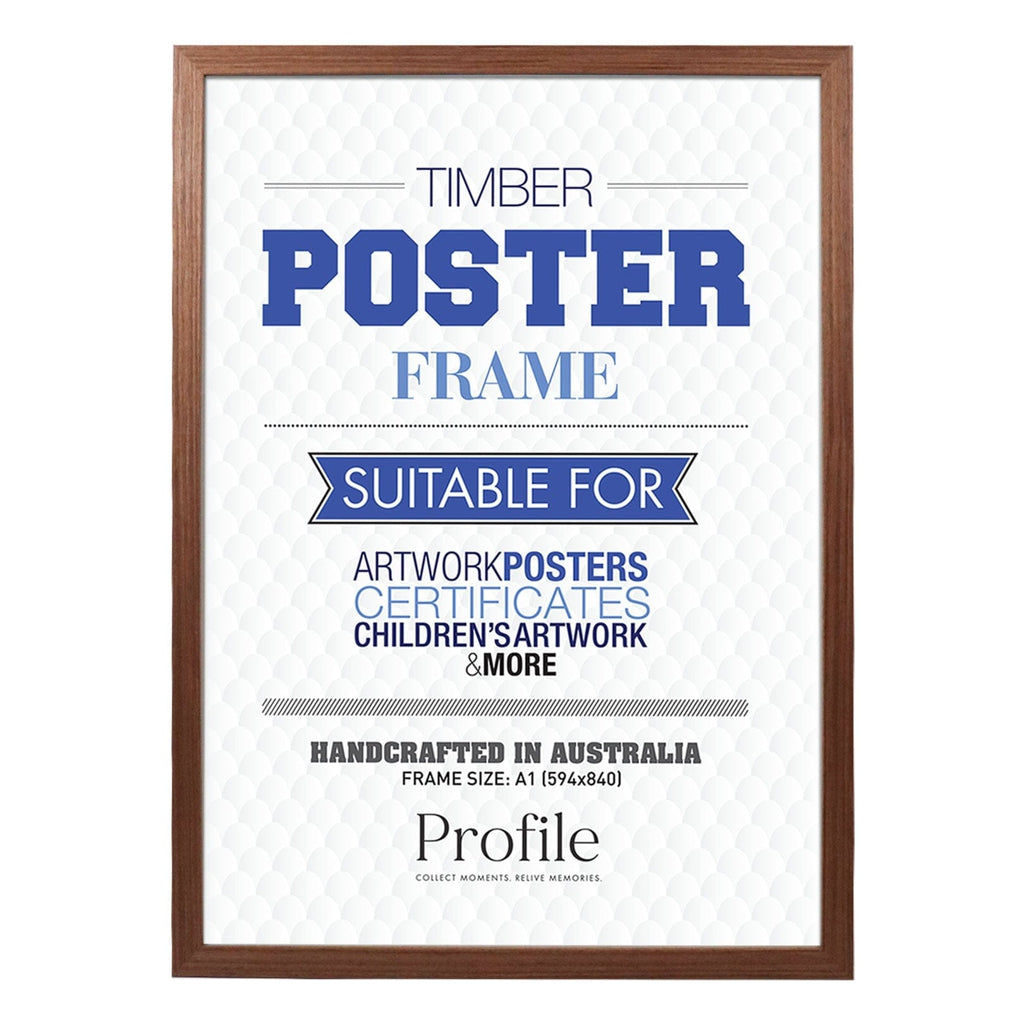 Classic Chestnut Brown Poster Frame A1 (59x84cm) Unmatted from our Australian Made Picture Frames collection by Profile Products Australia