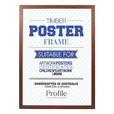 Classic Chestnut Brown Poster Frame A1 (59x84cm) Unmatted from our Australian Made Picture Frames collection by Profile Products Australia