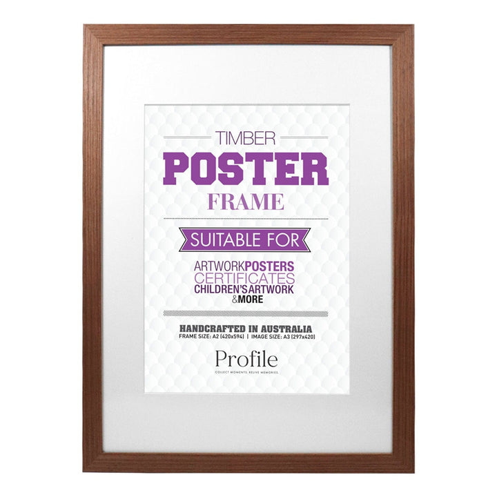 Classic Chestnut Brown Poster Frame A2 (42x59cm) to suit A3 (30x42cm) image from our Australian Made Picture Frames collection by Profile Products Australia