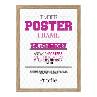 Classic Natural Oak Poster Frame A2 (42x59cm) Unmatted from our Australian Made Picture Frames collection by Profile Products Australia