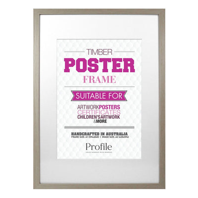 Classic Stone Ash Poster Frame A1 (59x84cm) to suit A2 (42x59cm) image from our Australian Made Picture Frames collection by Profile Products Australia
