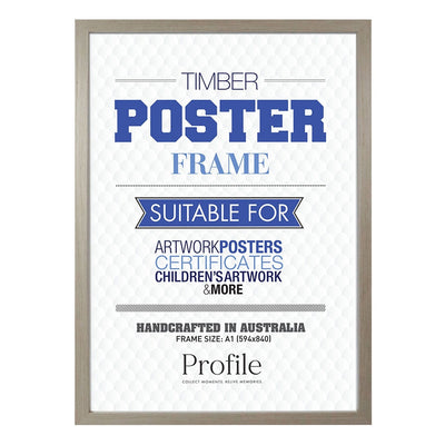 Classic Stone Ash Poster Frame A1 (59x84cm) Unmatted from our Australian Made Picture Frames collection by Profile Products Australia