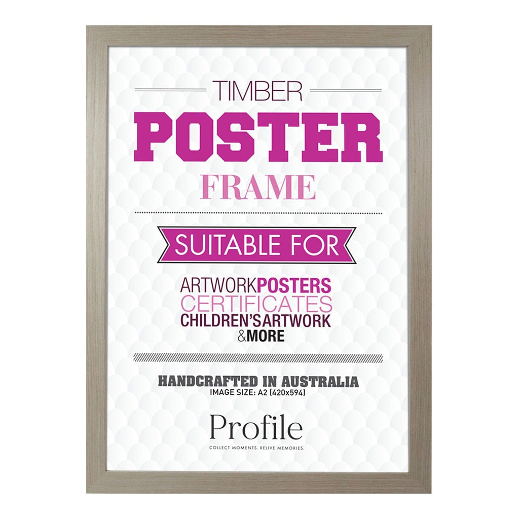 Classic Stone Ash Poster Frame A2 (42x59cm) Unmatted from our Australian Made Picture Frames collection by Profile Products Australia