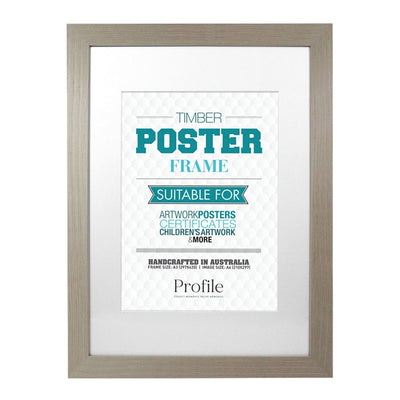 Classic Stone Ash Poster Frame A3 (30x42cm) to suit A4 (21x30cm) image from our Australian Made Picture Frames collection by Profile Products Australia