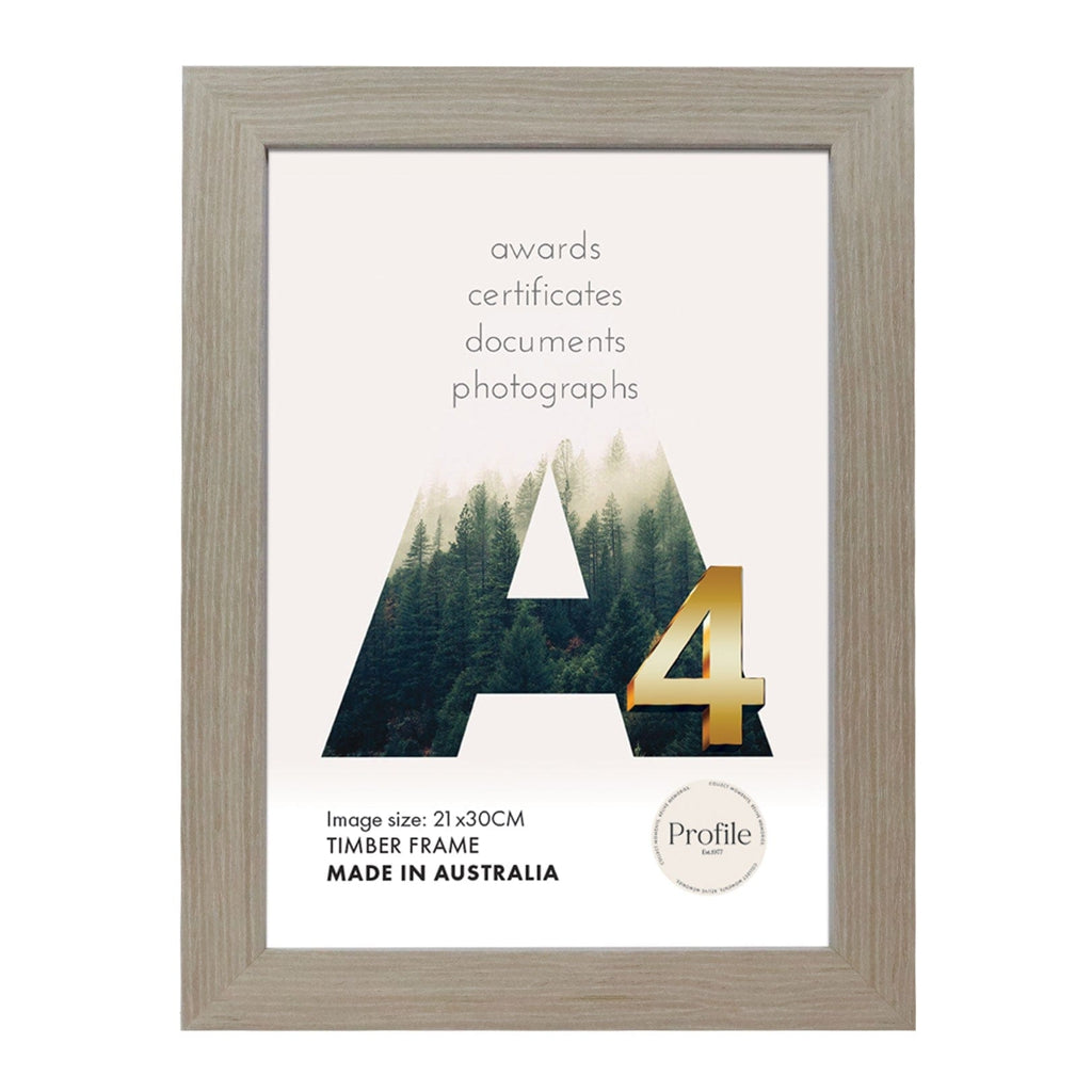 Classic Stone Ash Poster Frame A4 (21x30cm) Unmatted from our Australian Made Picture Frames collection by Profile Products Australia