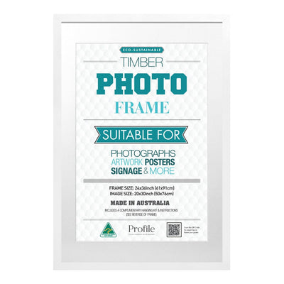 Classic White Timber Poster Picture Frame 24x36in (61x91cm) from our Australian Made Picture Frames collection by Profile Products Australia