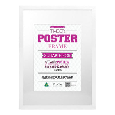 Classic White Timber Poster Picture Frame 50x70cm to suit A2 (42x59cm) image from our Australian Made Picture Frames collection by Profile Products Australia