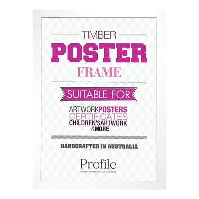 Classic White Timber Poster Picture Frame 50x70cm Unmatted from our Australian Made Picture Frames collection by Profile Products Australia
