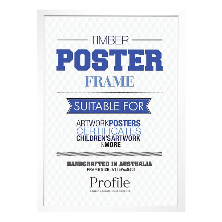 Classic White Timber Poster Picture Frame A1 (59x84cm) from our Australian Made Picture Frames collection by Profile Products Australia