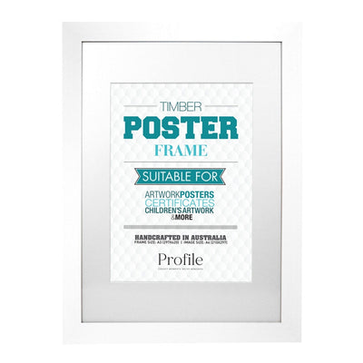 Classic White Timber Poster Picture Frame A3 (30x42cm) to suit A4 (21x30cm) image from our Australian Made Picture Frames collection by Profile Products Australia