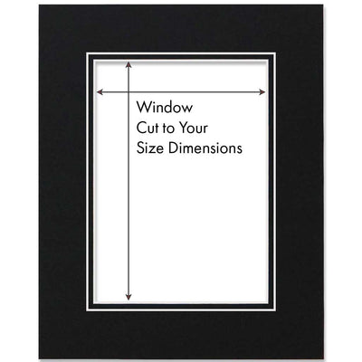 Custom Cut-to-Size Double Mat Board Black / 8x10in (20x25cm) / Custom Window Size (Add Dimensions to Order Notes) from our Custom Cut Mat Boards collection by Profile Products Australia