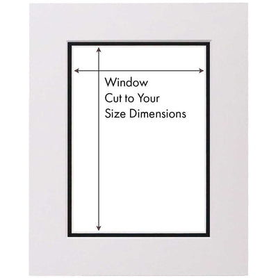 Custom Cut-to-Size Double Mat Board Ice White on Black / 8x10in (20x25cm) / Custom Window Size (Add Dimensions to Order Notes) from our Custom Cut Mat Boards collection by Profile Products Australia