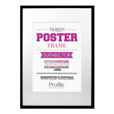 Decorator Black Poster Frame A1 (59x84cm) to suit A2 (42x59cm) image from our Australian Made Picture Frames collection by Profile Products Australia