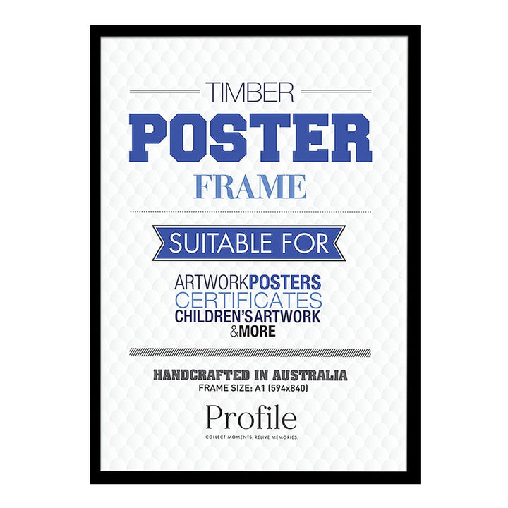 Decorator Black Poster Frame A1 (59x84cm) Unmatted from our Australian Made Picture Frames collection by Profile Products Australia