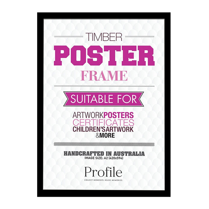Decorator Black Poster Frame A2 (42x59cm) Unmatted from our Australian Made Picture Frames collection by Profile Products Australia