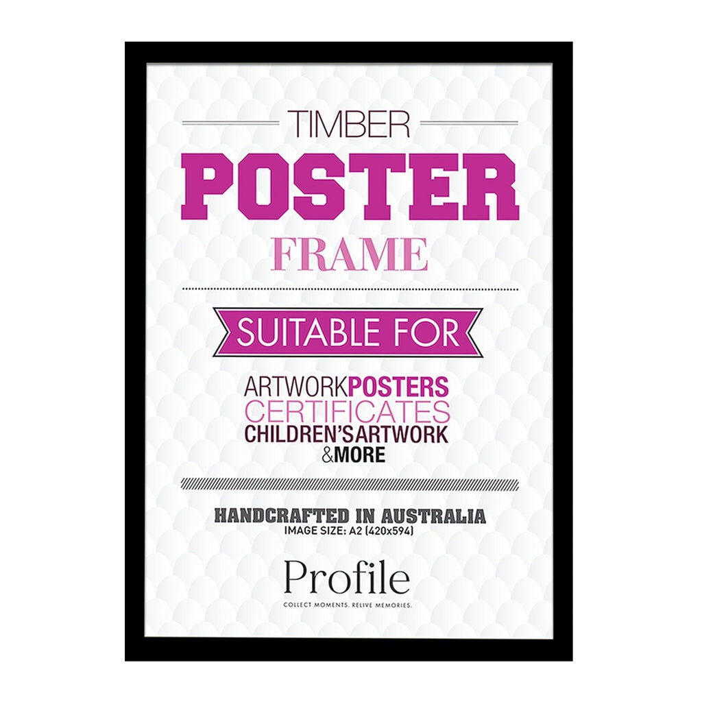 Decorator Black Poster Frame A2 (42x59cm) Unmatted from our Australian Made Picture Frames collection by Profile Products Australia