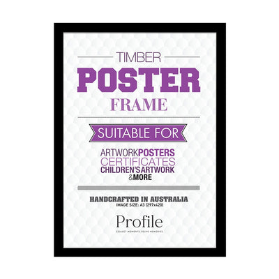 Decorator Black Poster Frame A3 (30x42cm) Unmatted from our Australian Made Picture Frames collection by Profile Products Australia